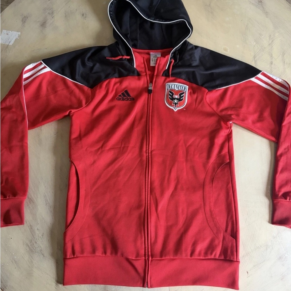VINTAGE ADIDAS D.C. UNITED MLS SOCCER JERSEY Red Black JACKET 2008 MENS Small